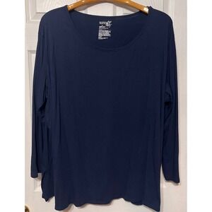 Terra Sky Women's Navy Blue Long Sleeve Scoop Neck Tunic Top Plus Size 4X